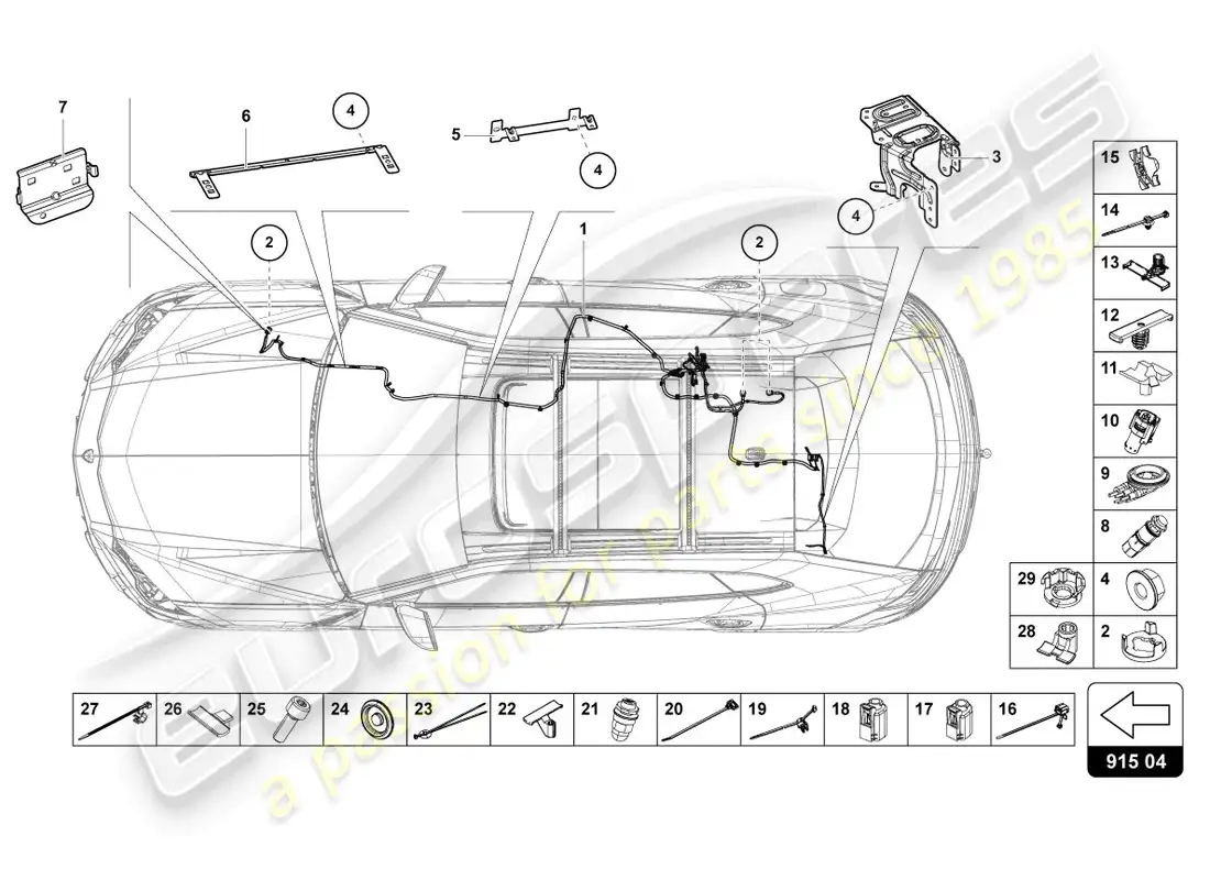 lamborghini urus (2022) wiring set for battery +/- parts diagram