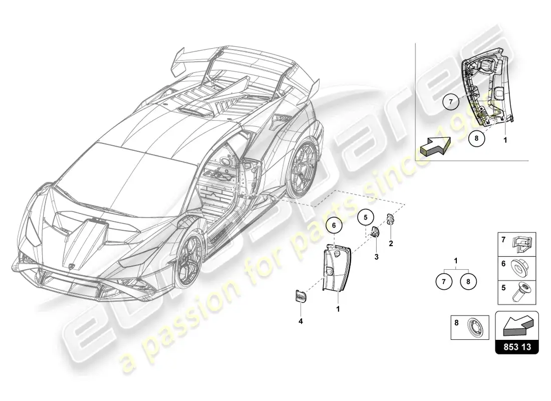 lamborghini sto (2023) cover plate for side member parts diagram