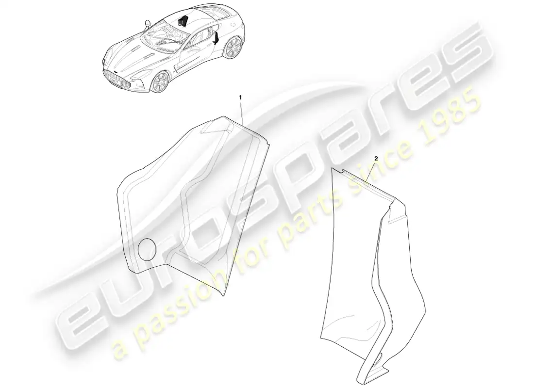 aston martin one-77 (2011) seat belt pocket cover parts diagram