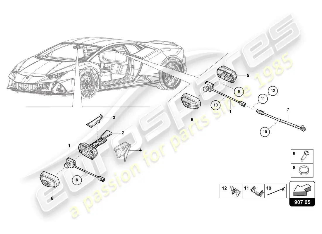 lamborghini tecnica (2024) electrical parts for video recording and telemetry system parts diagram