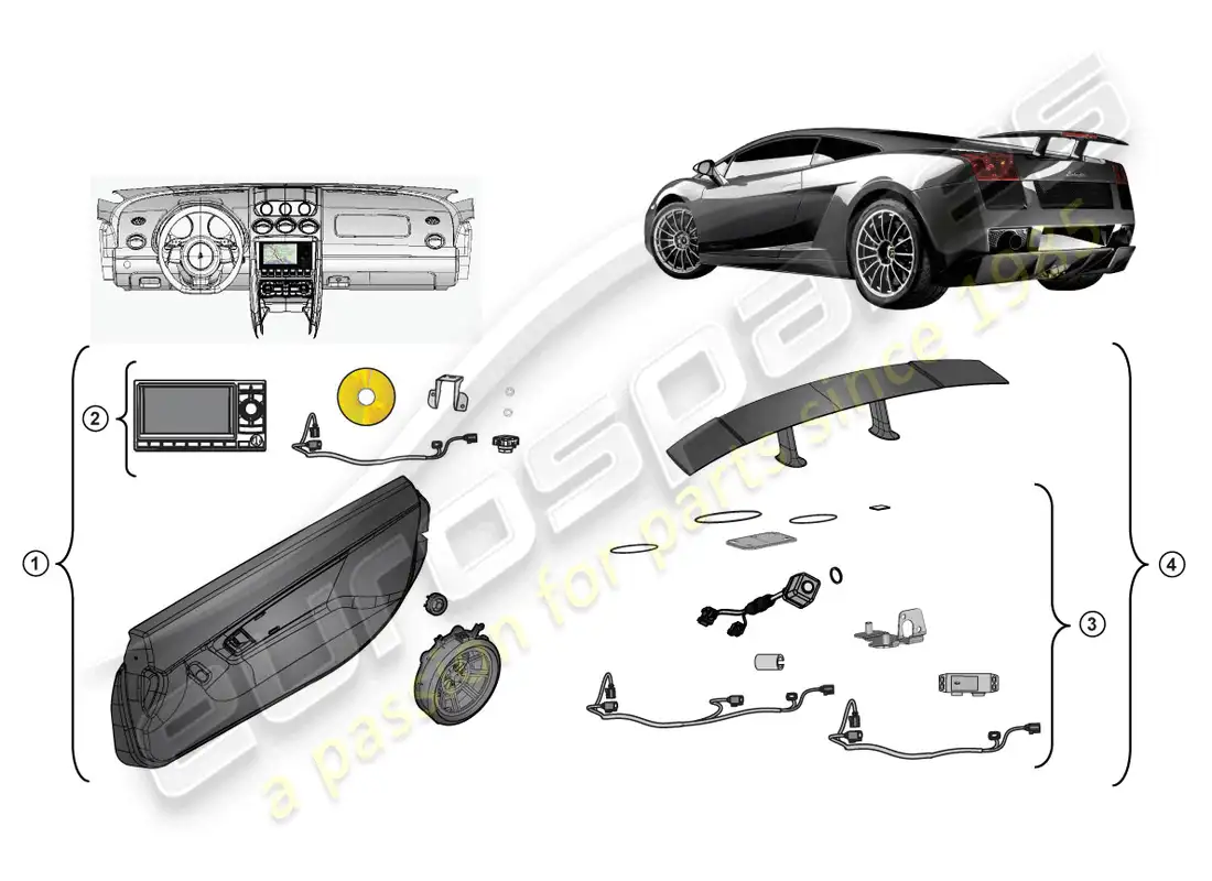 a part diagram from the lamborghini blancpain sts (accessories) parts catalogue