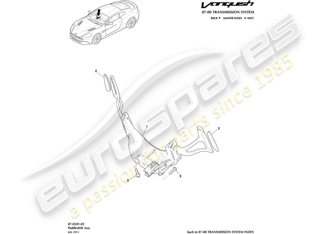 a part diagram from the aston martin vanquish (2015) parts catalogue