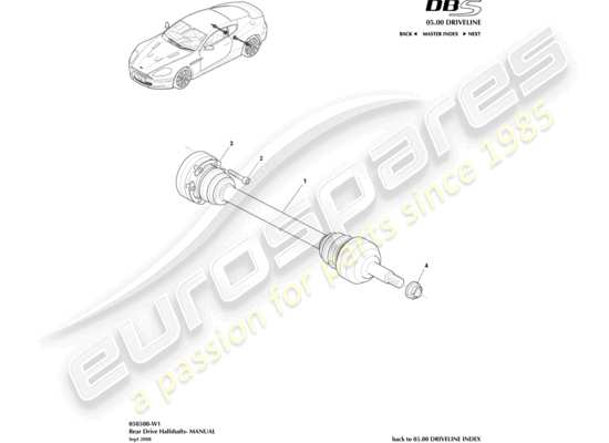 a part diagram from the aston martin dbs (2009) parts catalogue