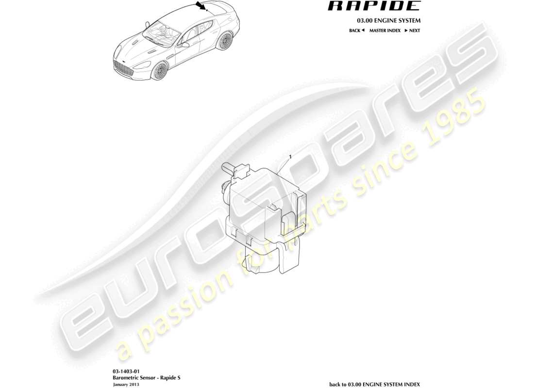a part diagram from the aston martin rapide parts catalogue