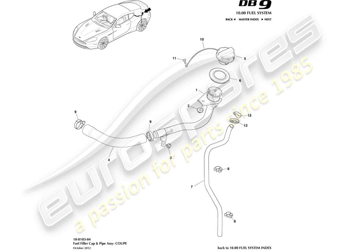 a part diagram from the aston martin db9 (2017) parts catalogue