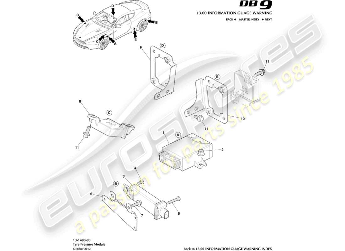a part diagram from the aston martin db9 (2017) parts catalogue