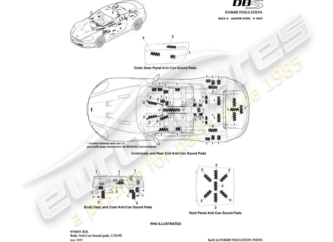 a part diagram from the aston martin dbs parts catalogue