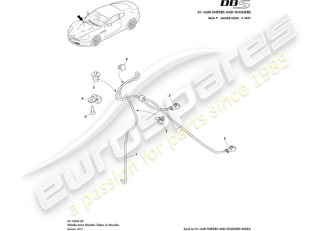 aston martin dbs (2009) windscreen wash part diagram