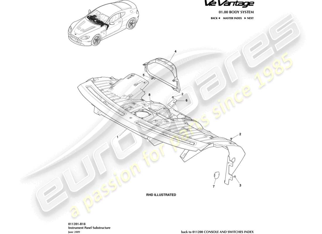 aston martin v12 vantage (2013) ip substructure part diagram