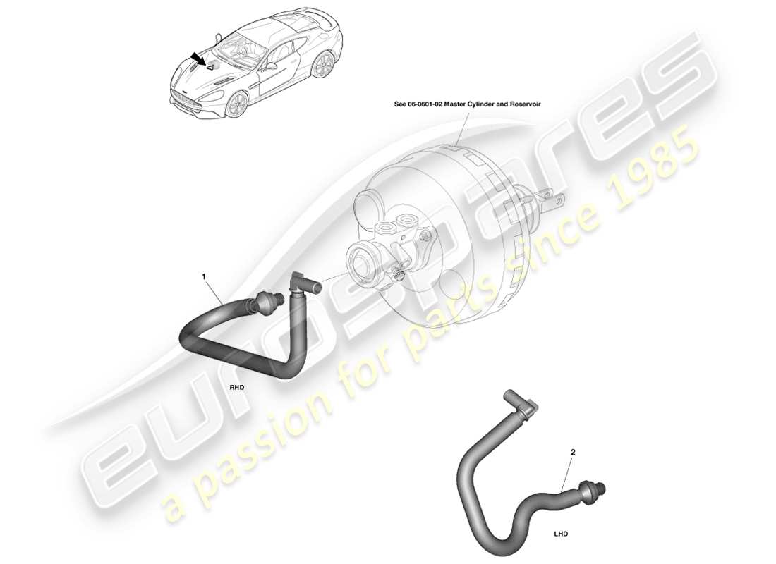 aston martin vanquish (2013) vacuum reservoir hose part diagram