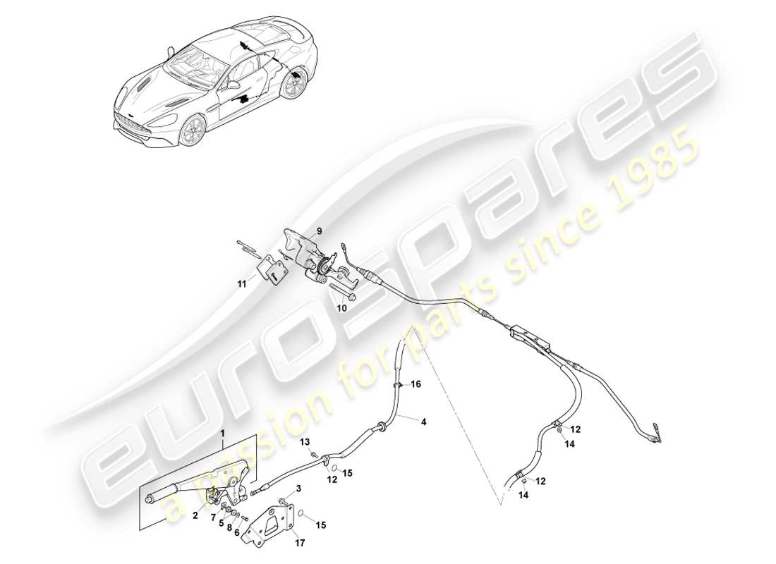 aston martin vanquish (2014) parking brake, lhd part diagram