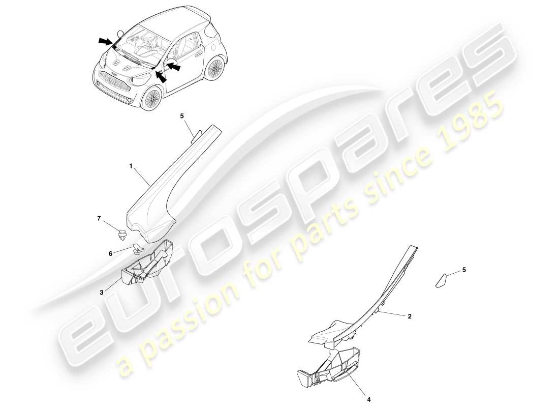 a part diagram from the aston martin cygnet (2012) parts catalogue