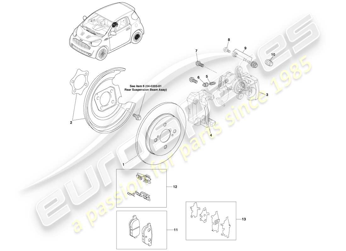 a part diagram from the aston martin cygnet parts catalogue
