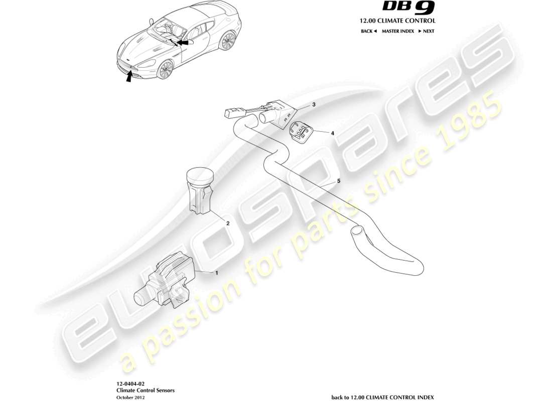 aston martin db9 (2015) sensors part diagram