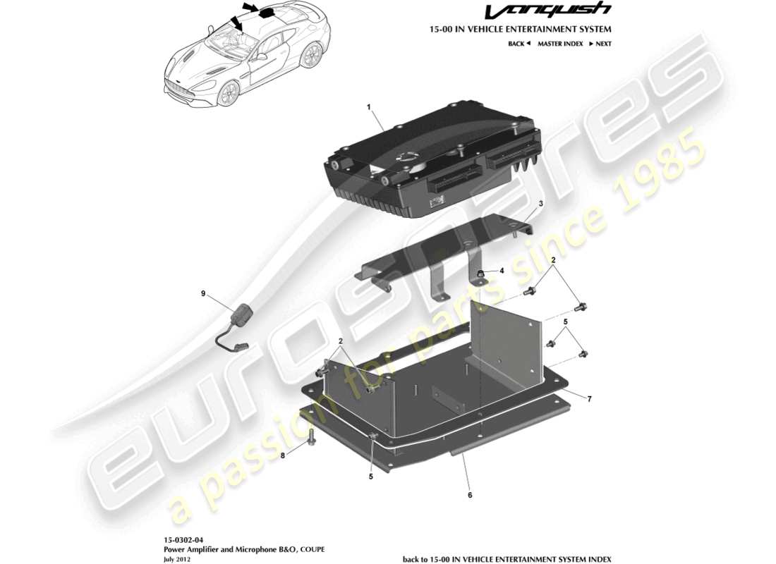 aston martin vanquish (2015) amplifiers, b&o, coupe part diagram