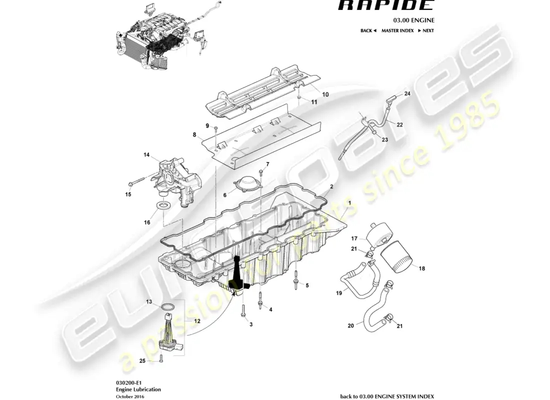 aston martin rapide (2011) engine lubrication parts diagram
