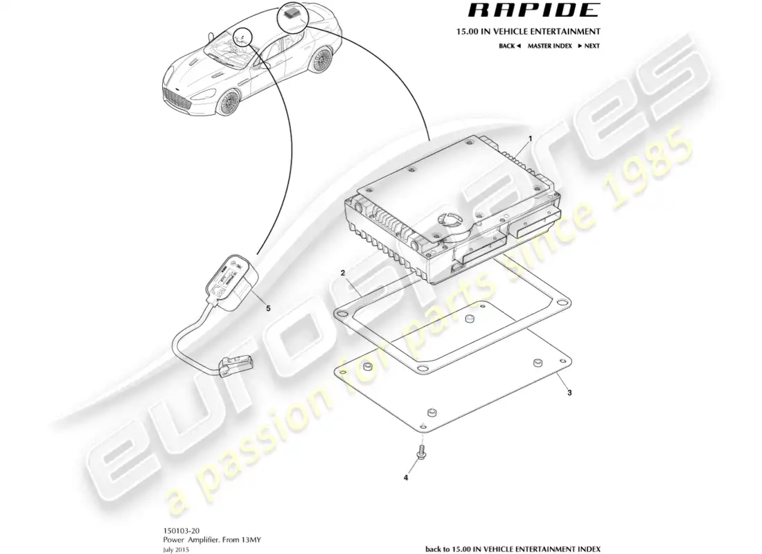 aston martin rapide (2012) single amplifier, 13my on parts diagram