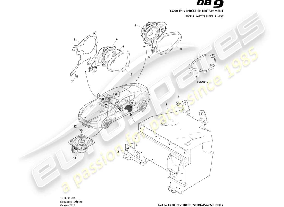 aston martin db9 (2015) speakers, alpine part diagram