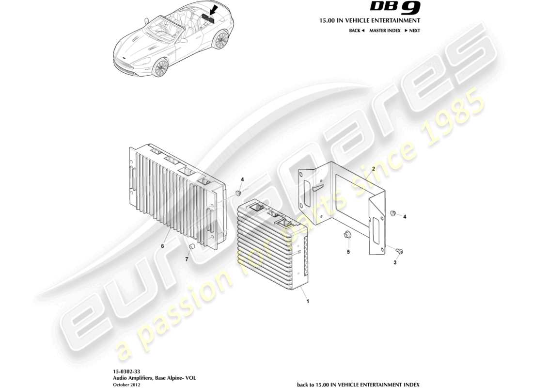 aston martin db9 (2013) amplifiers, alpine, volante parts diagram