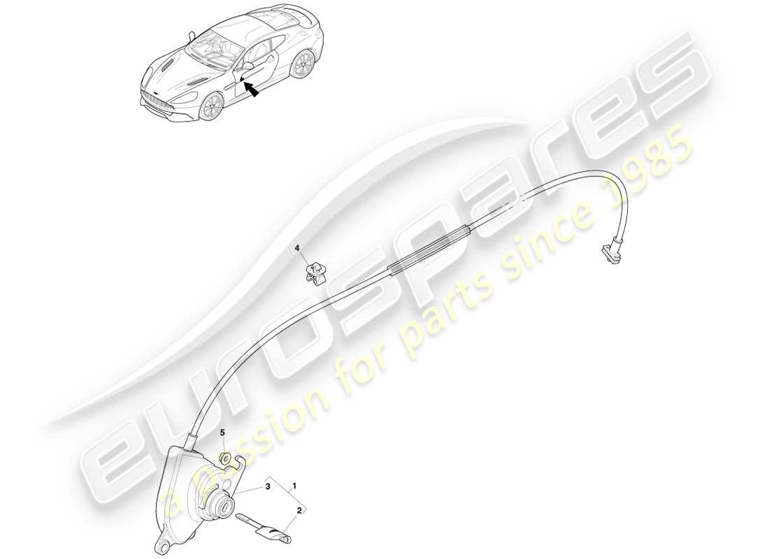 aston martin vanquish (2013) lock set and keys part diagram