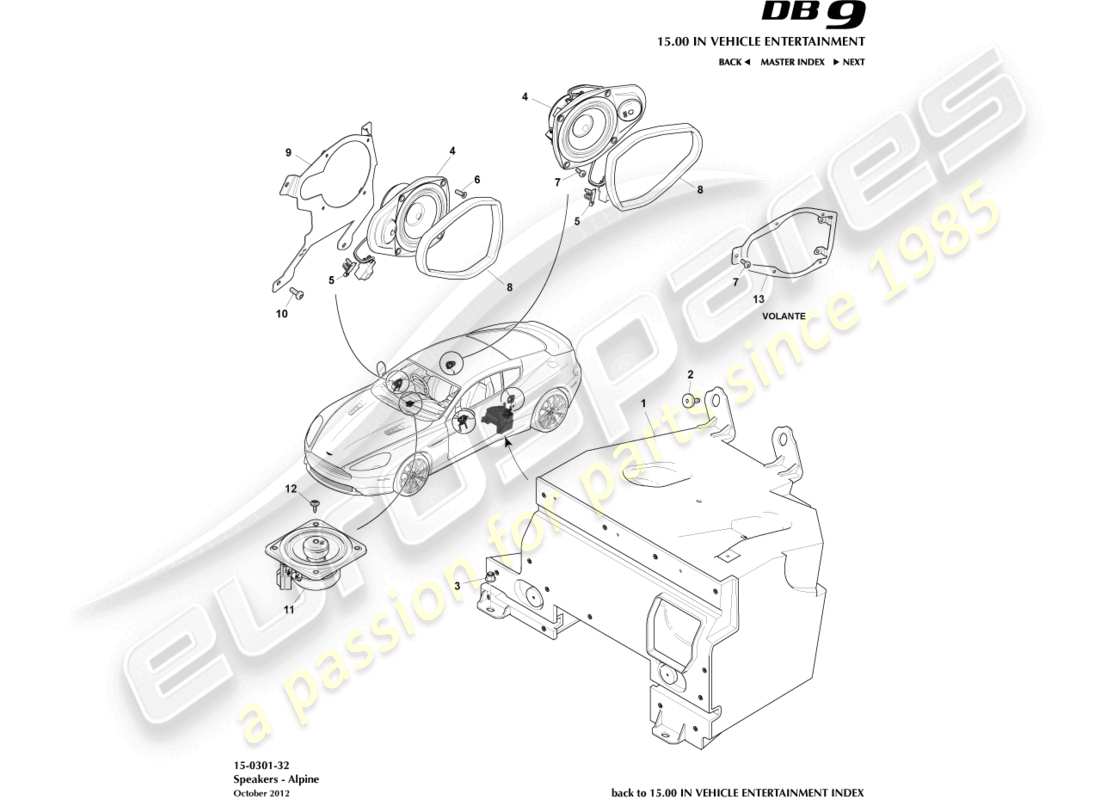 aston martin db9 (2013) speakers, alpine parts diagram
