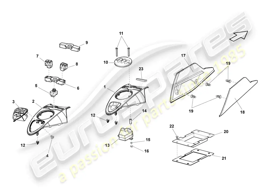 lamborghini lp570-4 sl (2012) install. kit for cent. console parts diagram