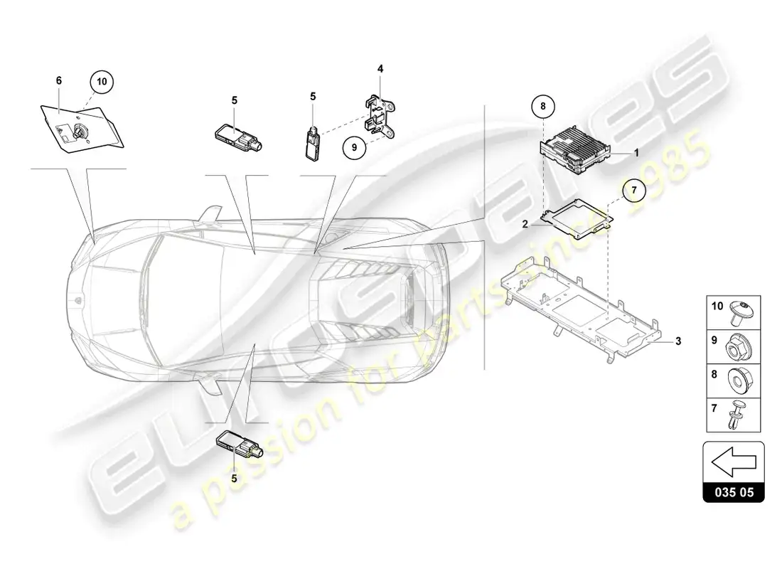 lamborghini evo coupe 2wd (2022) aerial parts diagram