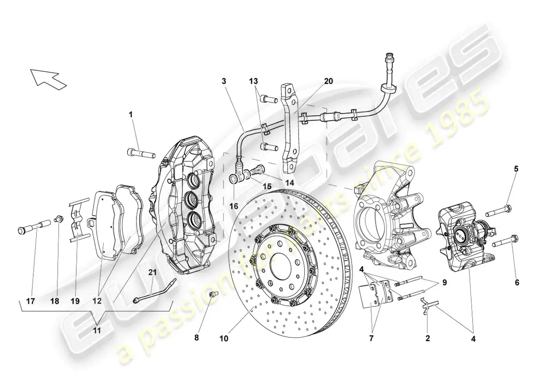 lamborghini reventon disc brake rear parts diagram