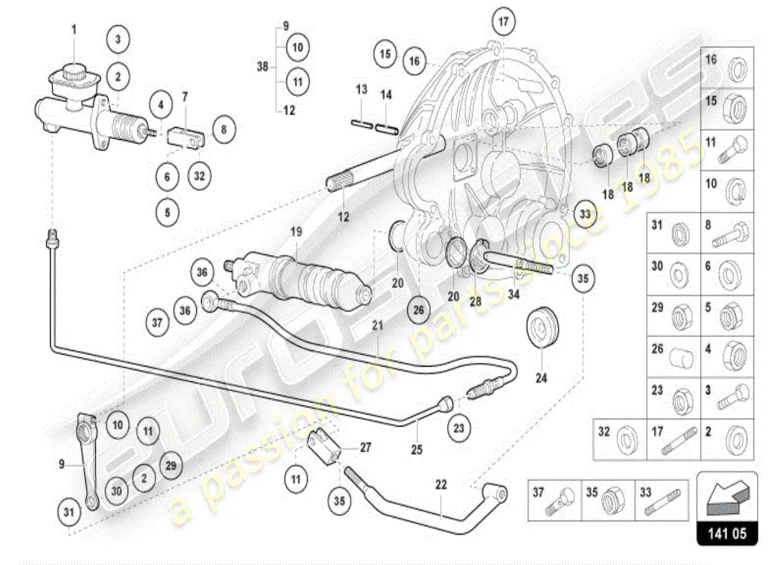 lamborghini diablo vt (1997) clutch parts diagram