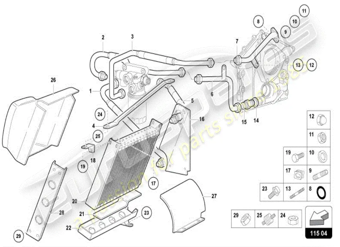 lamborghini diablo vt (1997) engine oil system parts diagram
