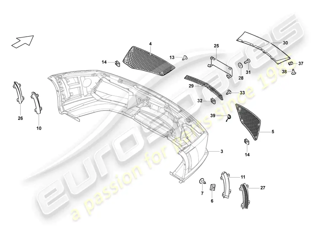 lamborghini lp570-4 sl (2011) grille front parts diagram