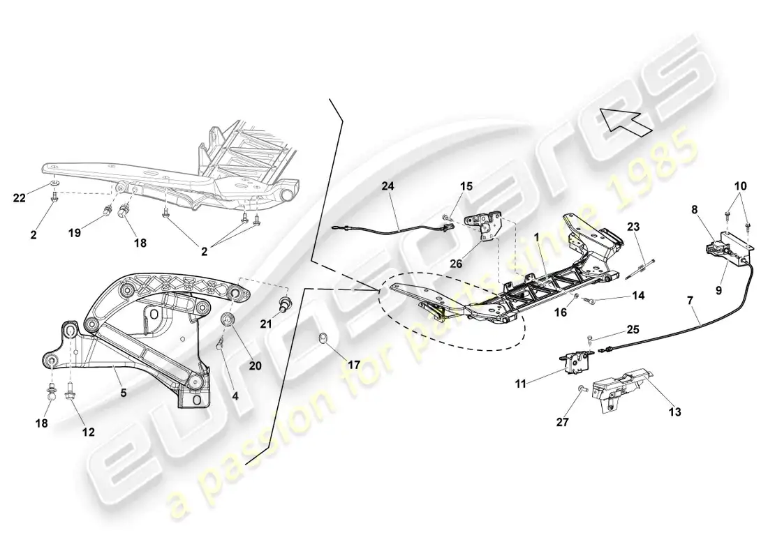 lamborghini lp550-2 spyder (2011) lock carrier parts diagram