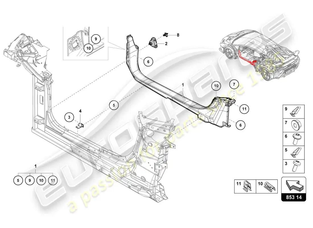 lamborghini sto (2023) side member parts diagram