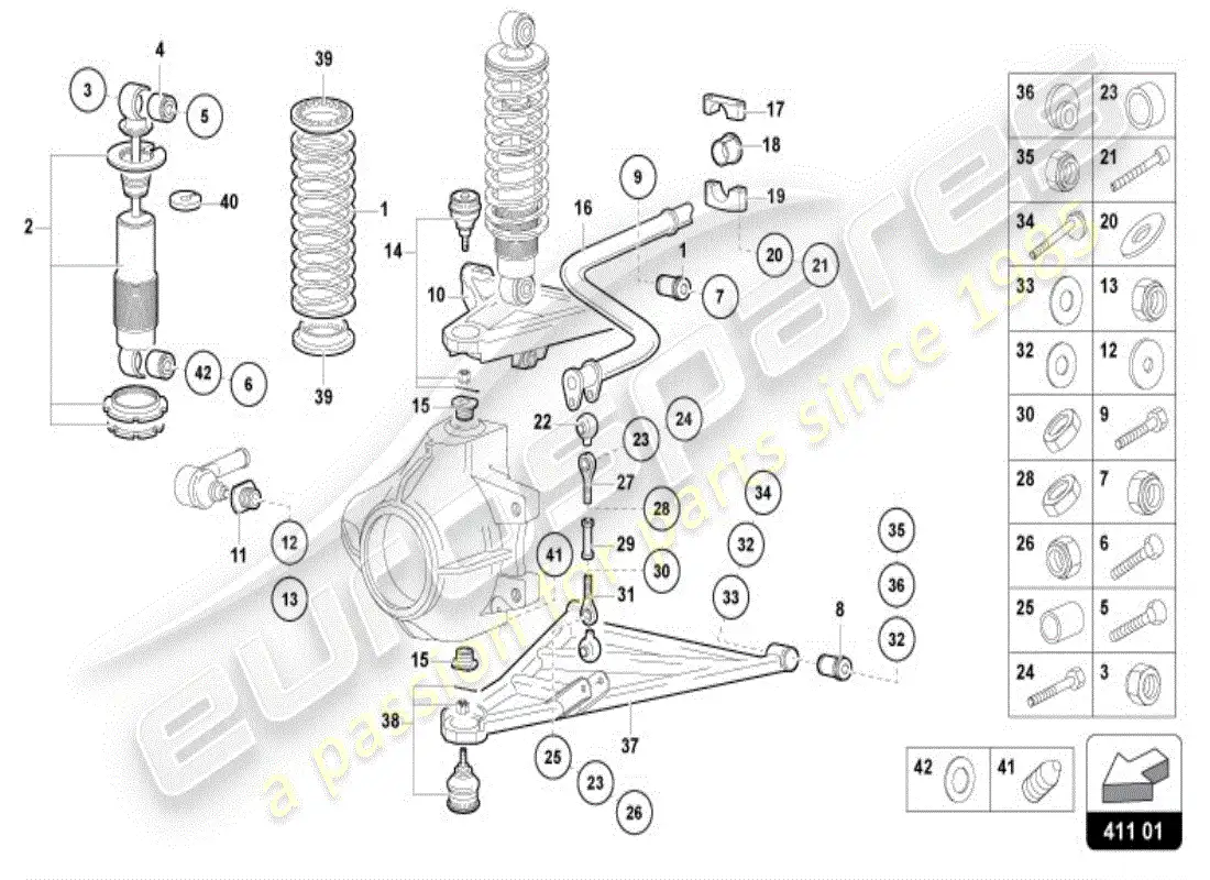 lamborghini diablo vt (1995) suspension front parts diagram