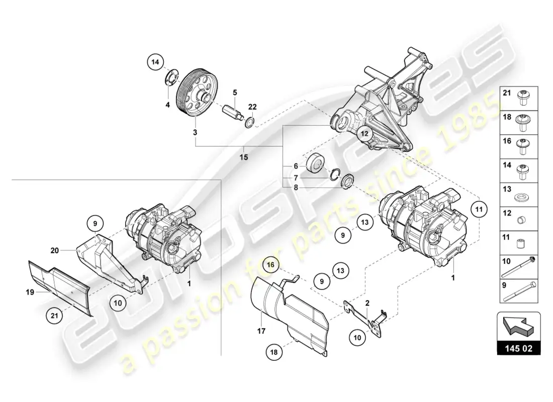 lamborghini countach lpi 800-4 (2022) a/c compressor parts diagram