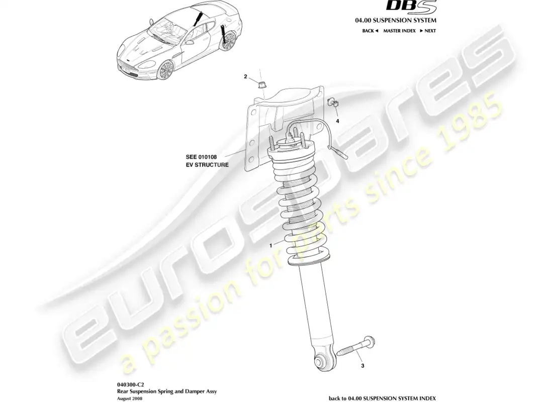 aston martin dbs (2013) rear spring & damper parts diagram