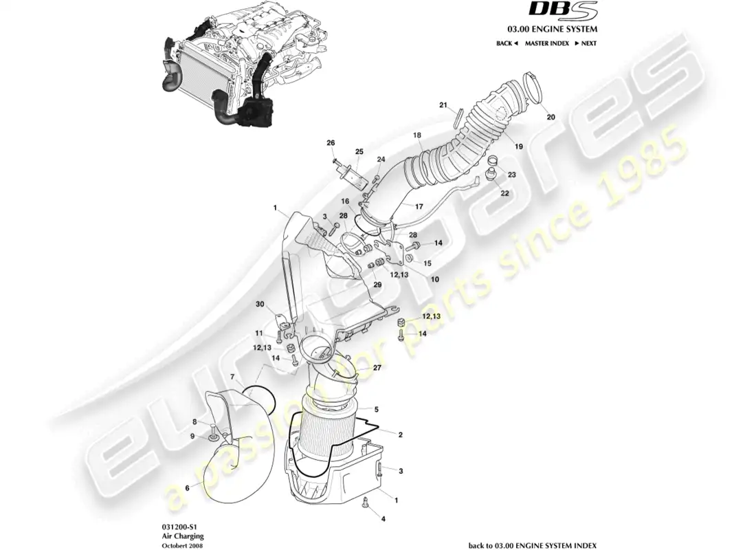 aston martin dbs (2009) air charging parts diagram