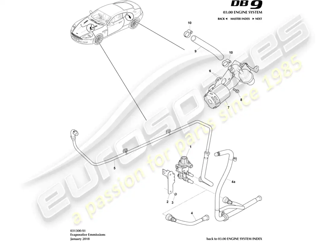 aston martin db9 (2006) evaporative emissions parts diagram
