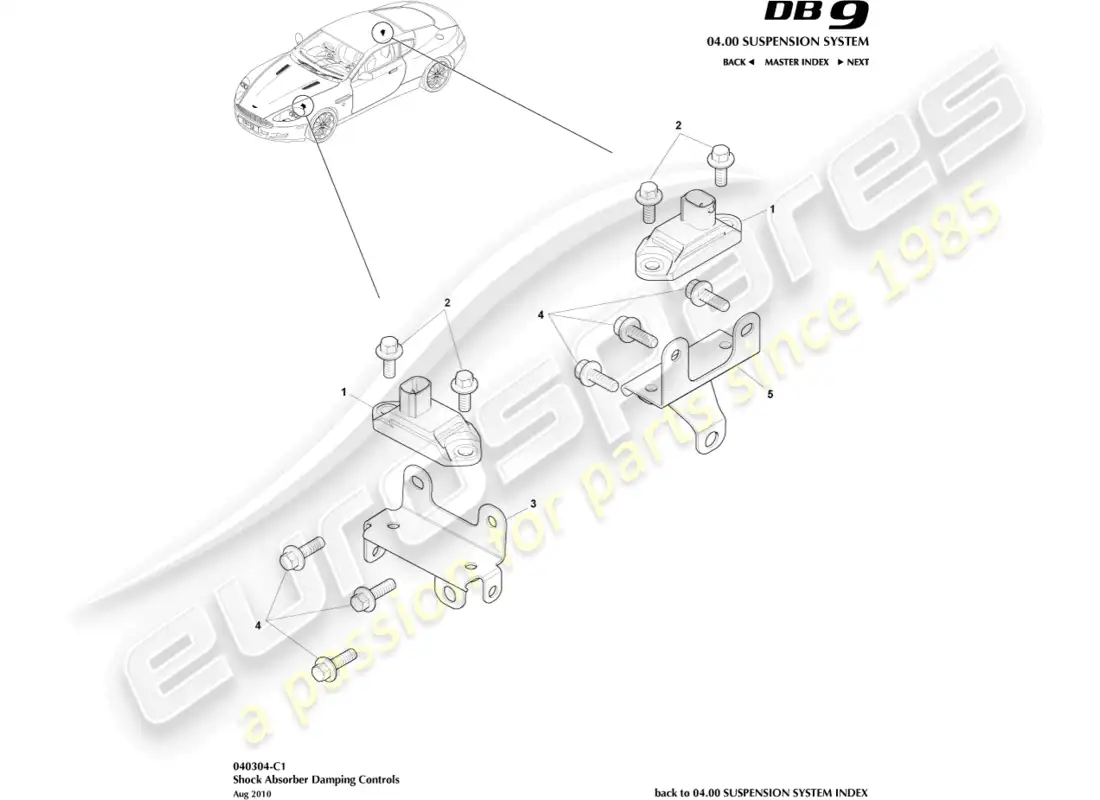aston martin db9 (2005) shock absorber damping controls parts diagram