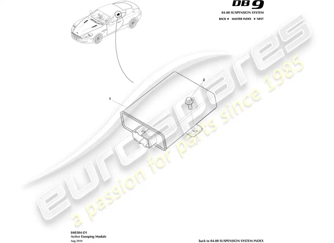 aston martin db9 (2005) active damping module parts diagram