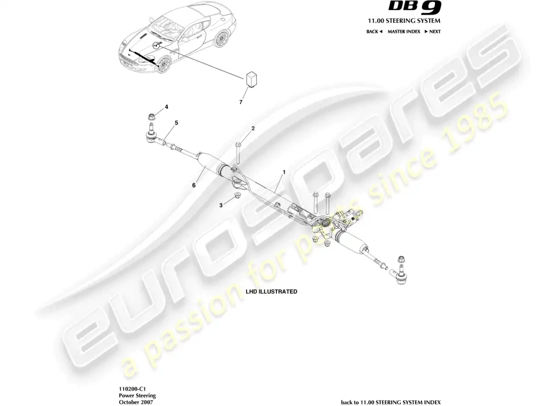 aston martin db9 (2011) power steering parts diagram