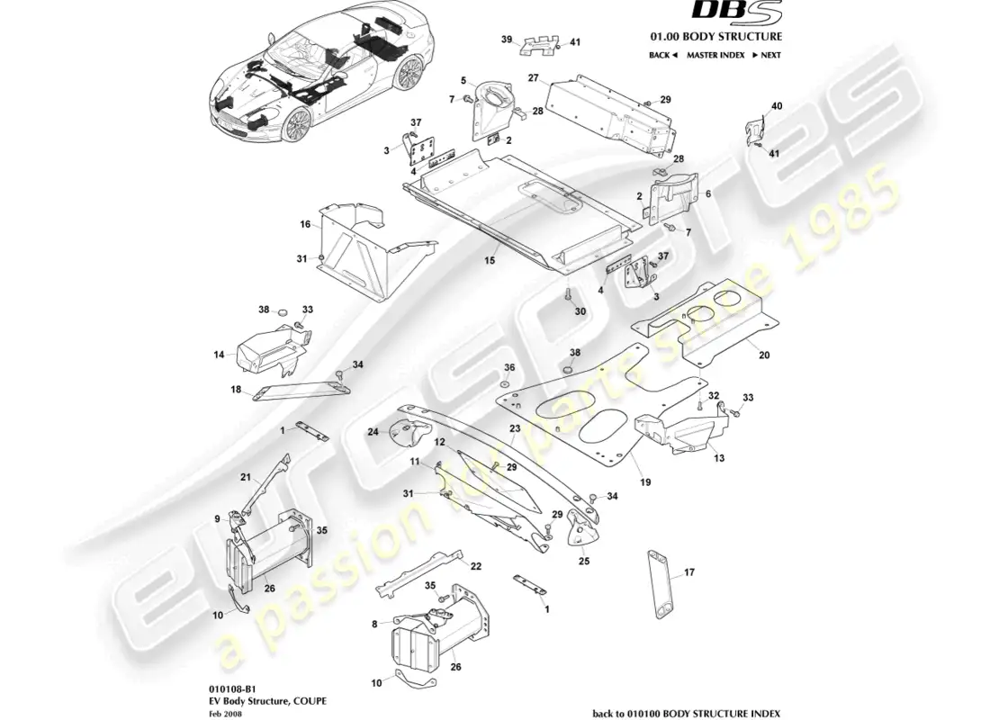 aston martin dbs (2009) ev structure, coupe parts diagram