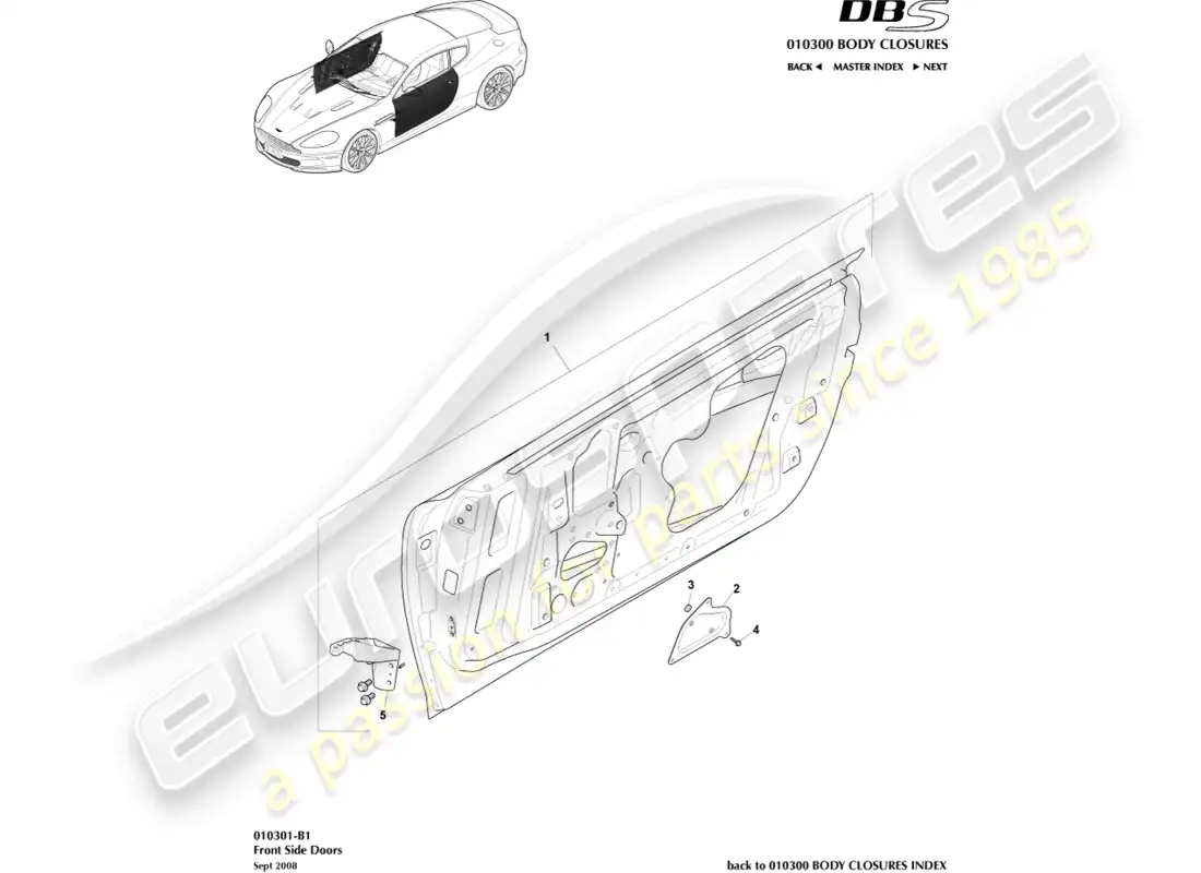 aston martin dbs (2012) front side doors parts diagram