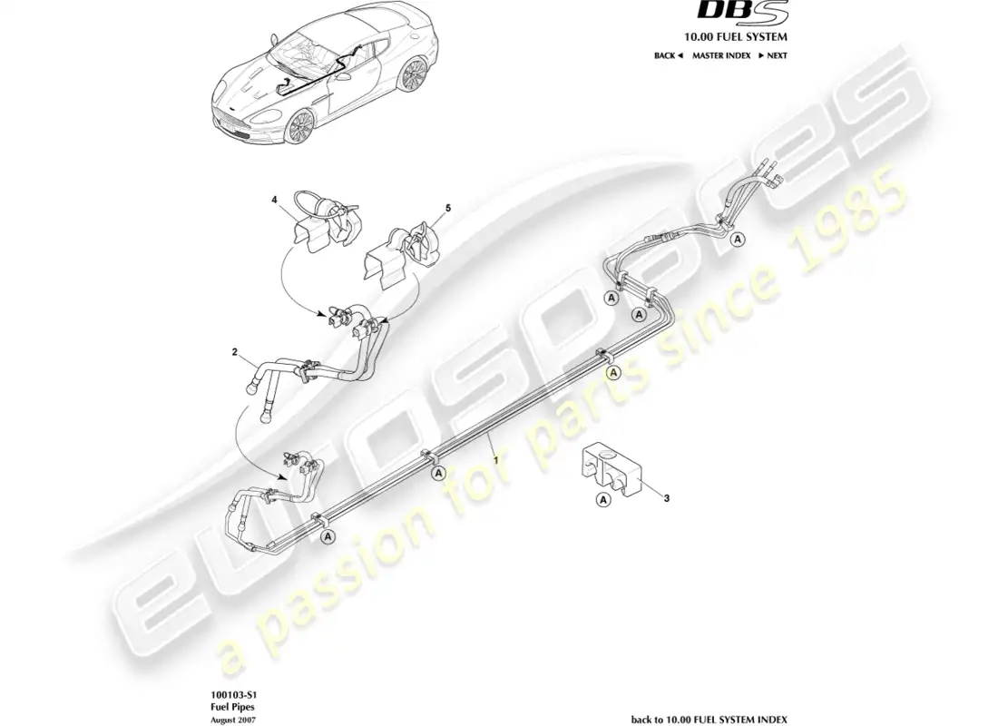 aston martin dbs (2012) fuel pipes parts diagram