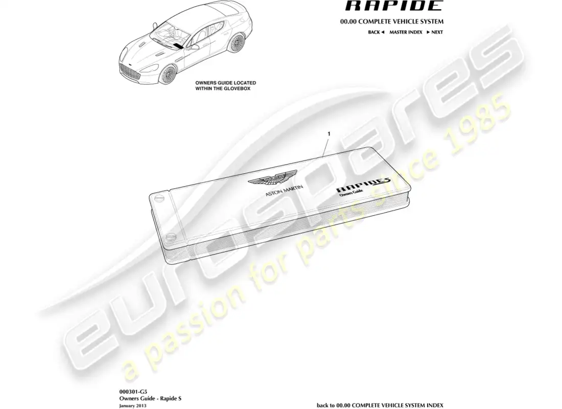 aston martin rapide (2016) owners guide, s parts diagram