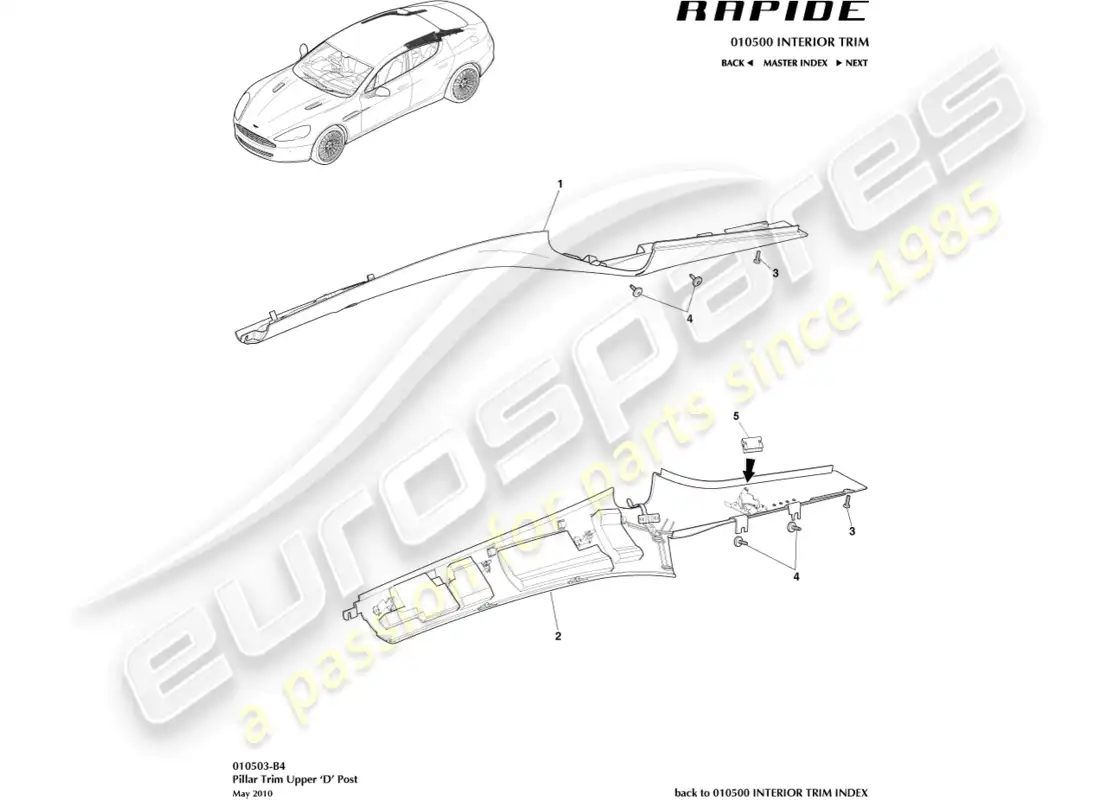 aston martin rapide (2017) d pillar trim parts diagram