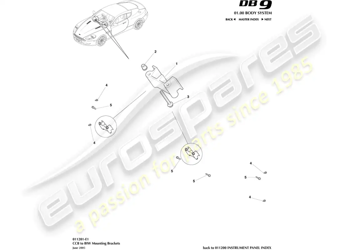 aston martin db9 (2012) ccb to biw brackets parts diagram