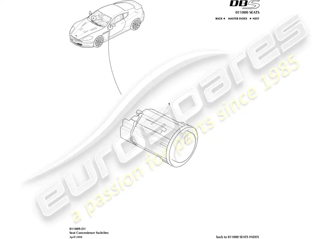 aston martin dbs (2013) convenience switches parts diagram