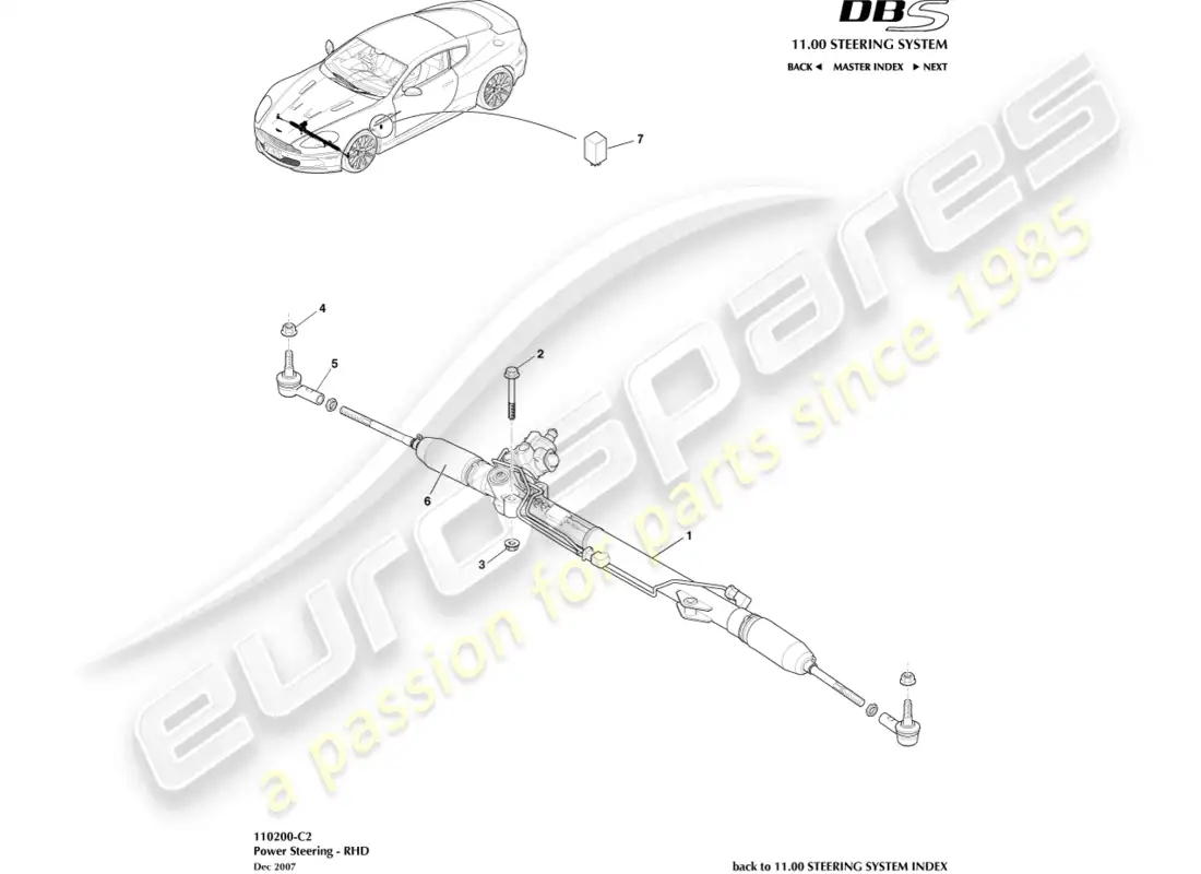 aston martin dbs (2014) power steering, rhd parts diagram
