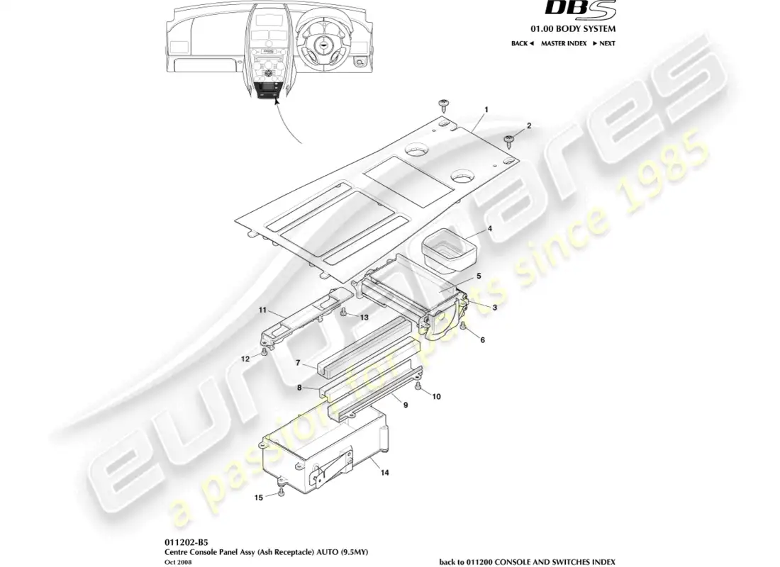 aston martin dbs (2011) centre console, auto parts diagram